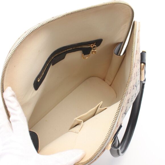 LOUIS VUITTON Alma O Monogram mini Blue Handbag Canvas Leather Ivory Dark navy - Picture 3 of 12